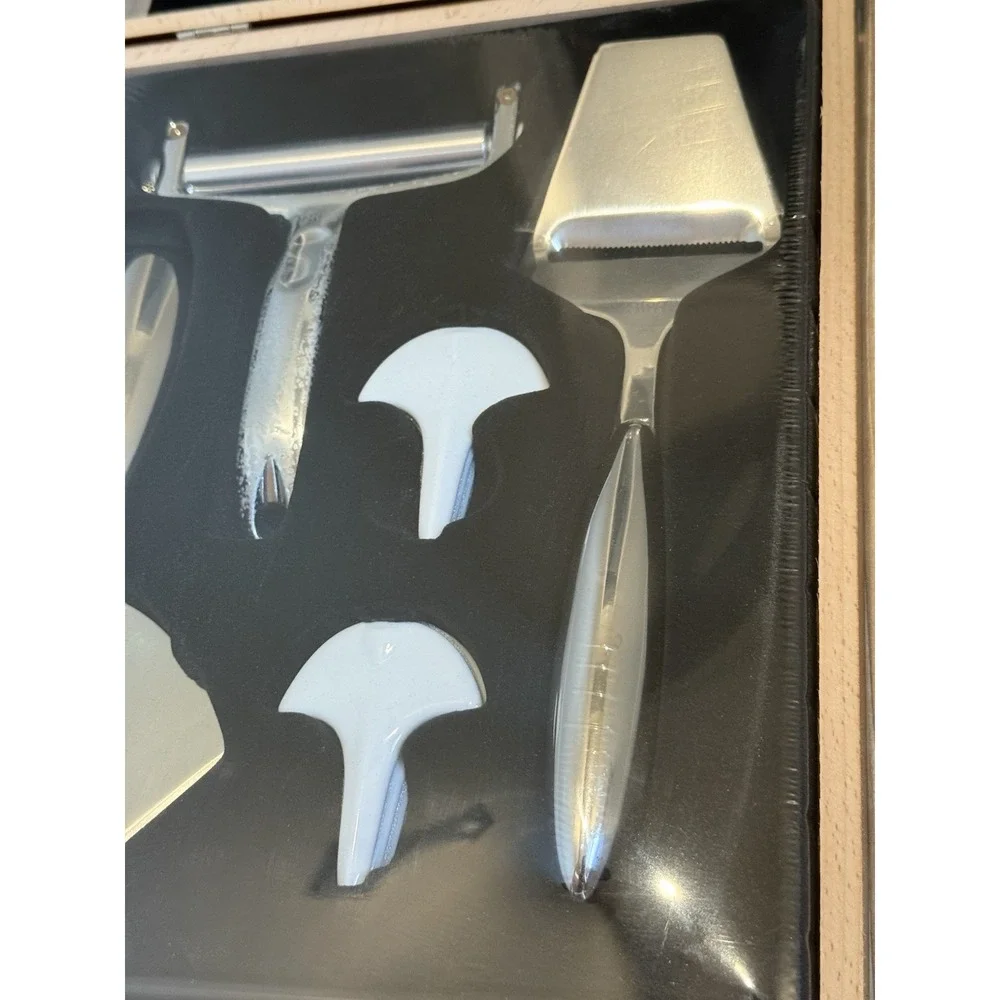 VTG Dalla Piazza Switzerland Cheese Carving Set Porcelain Markers NEW